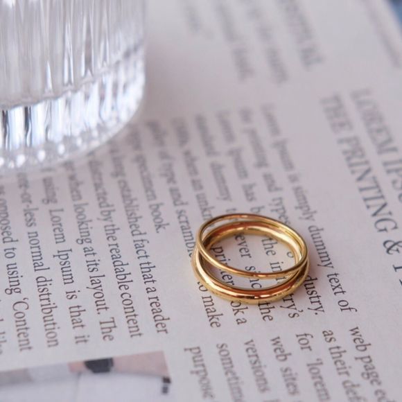 18K Gold Plated Taylor Double Open Band Ring - Picture 3 of 7